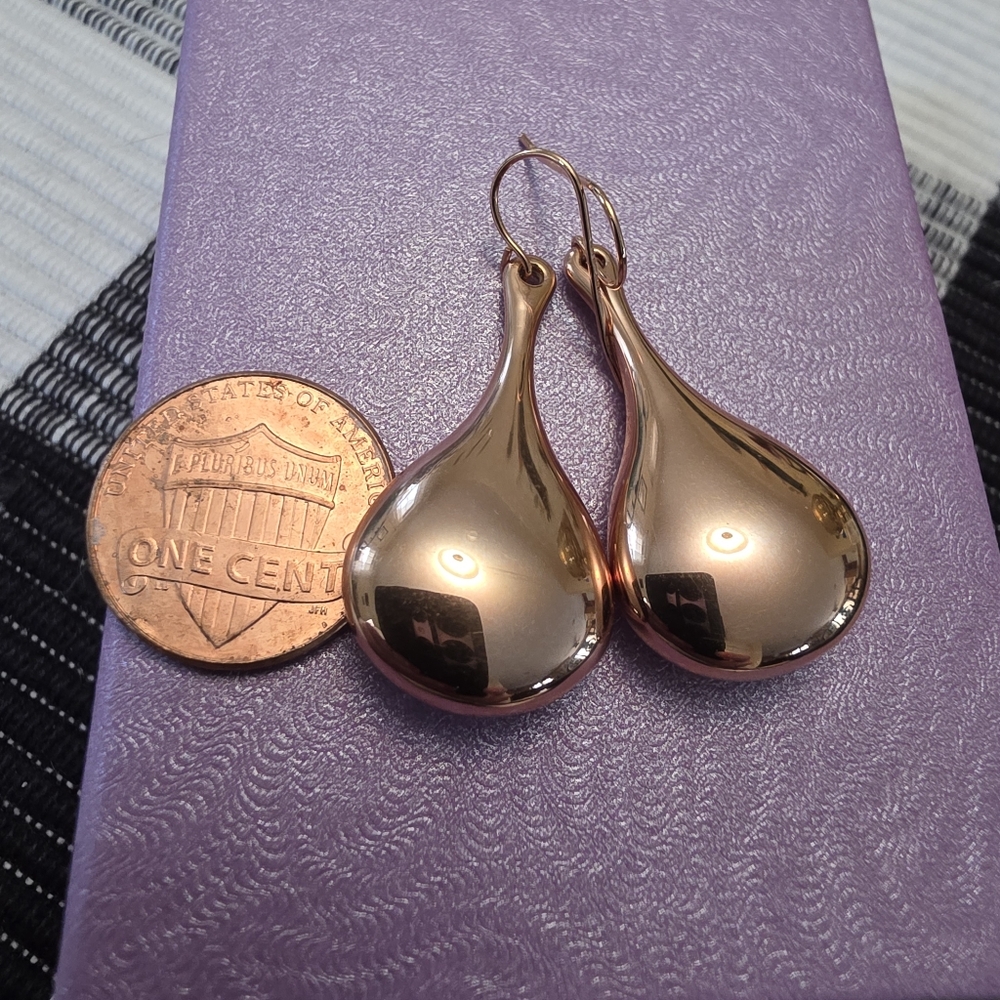 14kt Electroform Milor Rose Gold Teardrop Dangle Earrings - Picture 6 of 11
